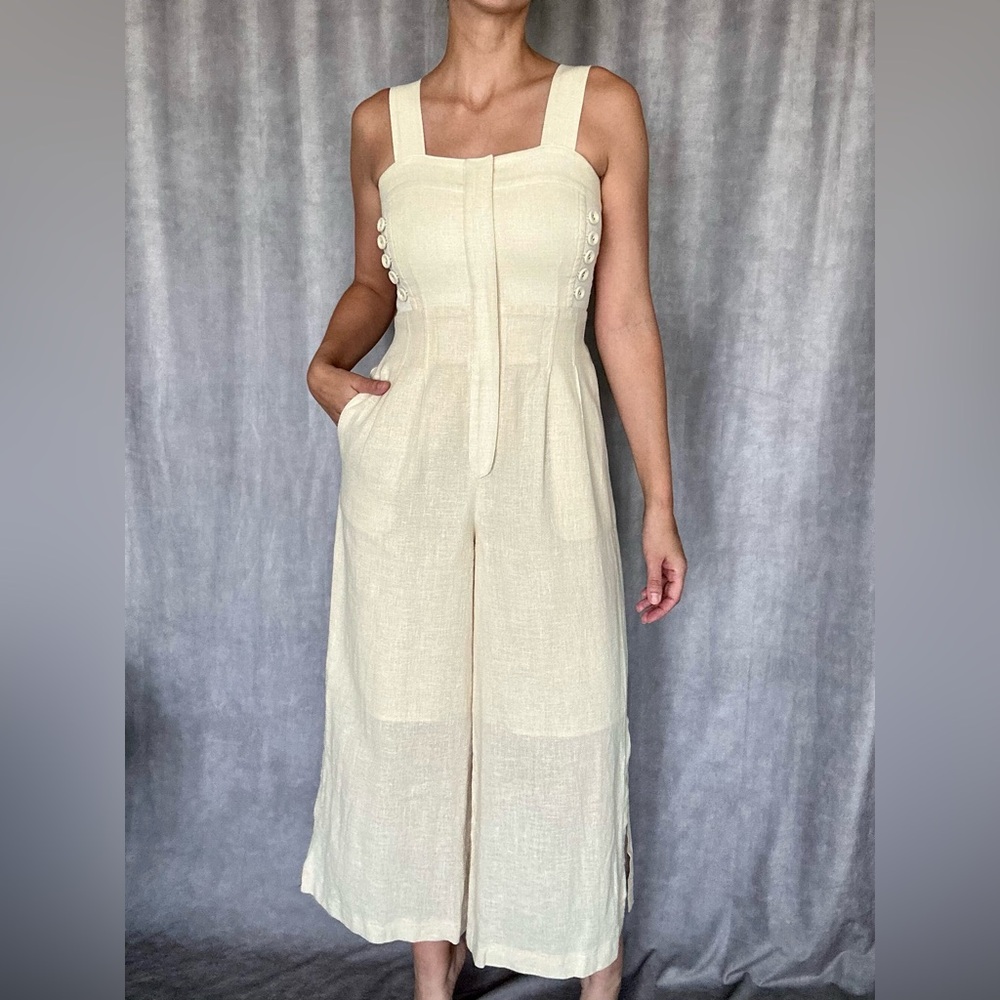 Snidel Linen Jumpsuit Romper in Cream, from Vintage Shop Ruby’s in Japan, XS
